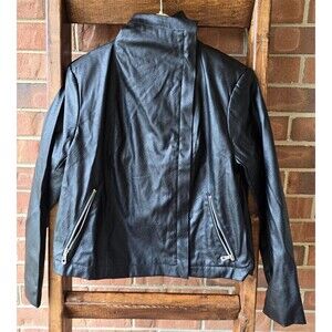 Eloquii Black Vegan Leather Asymmetric Zip Moto Biker Jacket Women's 16 NWT